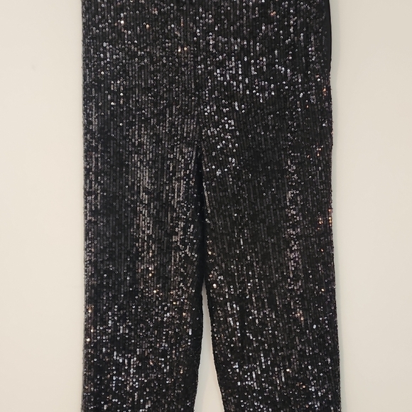 LOFT Black Sequin Straight Leg Pants - Picture 2 of 7
